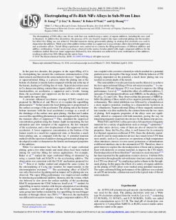 Electroplating Of Fe Rich Nife Alloys In Sub 50 Nm - Electrochemical Society, HD Png Download, Free Download