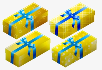 Gifts, Presents, Yellow And Blue, Isometric, Birthday - Box, HD Png Download, Free Download