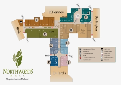 Northwoods Mall Directory Map - Northwoods Mall Charleston Sc, HD Png Download, Free Download