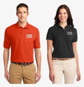 Silk Touch Polo Shirt Mens Orange Ladies Black - Womens Navy Polo Shirt, HD Png Download, Free Download
