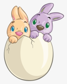 Cute Bunnies Easter Two Rabbit In Egg Clipart - Пасхальный Кролик Пнг, HD Png Download, Free Download