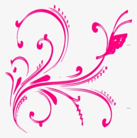 Gold Floral Design With Butterfly Clip Art At Clker - Ornament Png, Transparent Png, Free Download