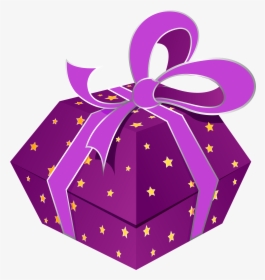 Purple Gift Box With Stars Png Clipart - Icono Regalo Morado Jpg, Transparent Png, Free Download