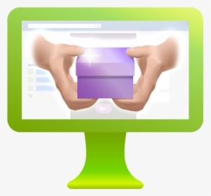 Hands Holding Purple Box Toward Customer For Marketing - Gadget, HD Png Download, Free Download