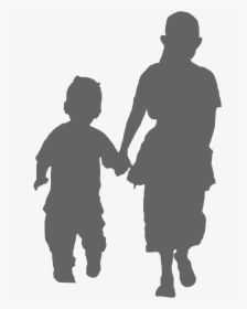 Two Kids Walking Holding Hands Grey - Kids Running Png, Transparent Png, Free Download