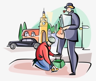Vector Illustration Of Englishmen Getting Shoe Shine, - Engraxate Png, Transparent Png, Free Download