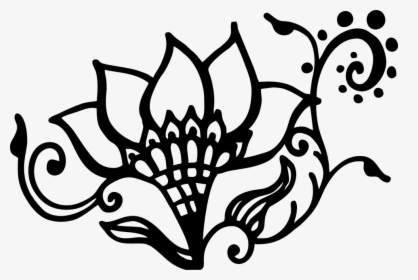 Henna, Flower, Swirl, Artwork, Silhouette, Digital - Gambar Bunga Karya Seni, HD Png Download, Free Download