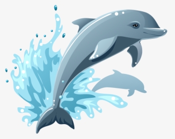 Dolphin Png Free Pic - Cartoon Dolphin Jumping Out Of Water, Transparent Png, Free Download