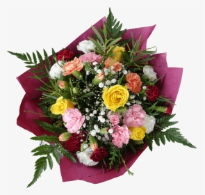 Yellow Rose Pink Red Carnation Gyp Bouquet - Bouquet, HD Png Download, Free Download
