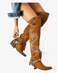 Botas Cool Vaquera Freetoedit Sccowboyboots - Free People Over The Knee Western Boots, HD Png Download, Free Download