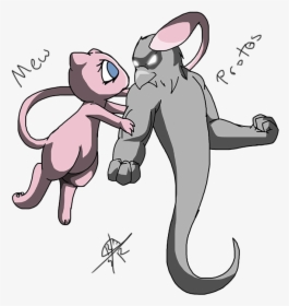 Protos [ord] And Mew [pokemon] - Cartoon, HD Png Download, Free Download