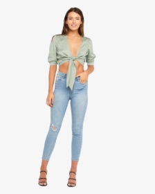 Tiffany Tie Top In Colour Iceberg Green - Bardot, HD Png Download, Free Download
