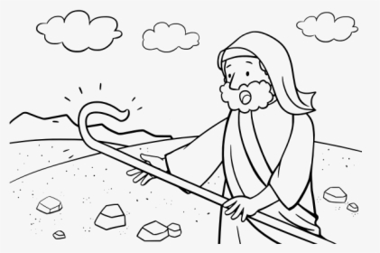 Moses In His Rope - Moses Staff Serpent Coloring Page, HD Png Download, Free Download