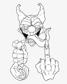 #clown #palhaço #dinheiro #money #cash #fuck #fuckyou - Scary Drawings Easy Clown, HD Png Download, Free Download