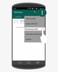 Pulsa Sobre El Botón Menú Y Allí Selecciona Whatsapp - Whatsapp Web En Android, HD Png Download, Free Download