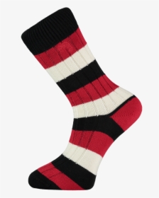 Black, Red, And White Stripe Cotton Socks - Sock, HD Png Download, Free Download