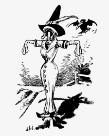 Scarecrow Transparent Lady - Women Scarecrow Black And White Clipart, HD Png Download, Free Download