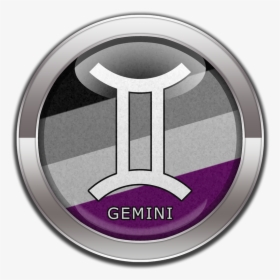 Gemini Horoscope Symbol On Round Asexual Pride Flag - Asexual Scorpio, HD Png Download, Free Download