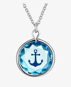 Anchor Pendant In Blue Swarovski Crystal With Dark - Necklace, HD Png Download, Free Download