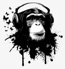 Pacific-dark - Monkey Black And White Art, HD Png Download, Free Download