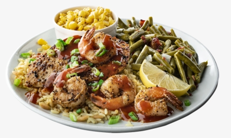 Honey Bbq Chicken And Shrimp - Paleo Zucchini Noodles Veggie Grill, HD Png Download, Free Download