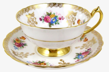 China Floral Tea Cups - Floral Tea Cups Golden, HD Png Download, Free Download