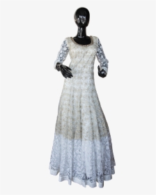 Whiteandgoldanarkalisuit Asian Clothing - Day Dress, HD Png Download, Free Download