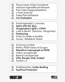 Checkboxed Checklist 2016 05 - Rapid Sequence Intubation Checklist, HD Png Download, Free Download
