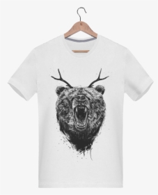 T-shirt Homme 180g Angry Bear With Antlers Par Balàzs - Bear With Antlers, HD Png Download, Free Download