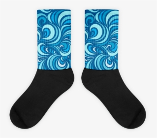 Chocolate Ancestor, Llc- Blue Swirl Black Foot Socks - Sock, HD Png Download, Free Download