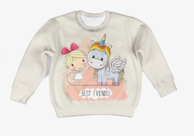 Gearhuman 3d Blonde Girl And Unicorn Are Best Friends - Long-sleeved T-shirt, HD Png Download, Free Download
