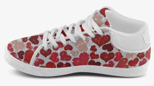 Sparkling Hearts, Red Women"s Chukka Canvas Shoes - Slip-on Shoe, HD Png Download, Free Download