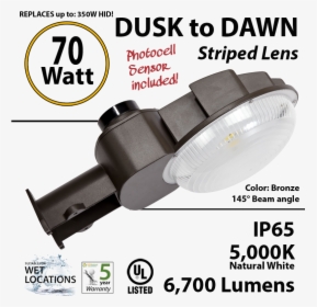 70w Led Dusk To Dawn Light 6700 Lumens 5000k Natural - 30w Led Wall Pack, HD Png Download, Free Download