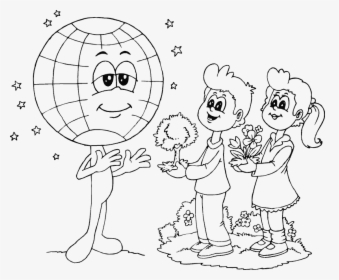 Boy Playing In Beach Coloring Page Kids - Save The Earth Coloring, HD Png Download, Free Download