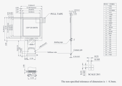 Weo128128asap3n00000 - Drawing - Oled 128x128 Schematic Spi, HD Png Download, Free Download