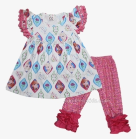 Frozen Girls Boutique Ruffle Outfit With Anna And Elsa - Pattern, HD Png Download, Free Download