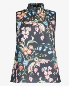 Peter Pilotto Floral Print High Neck Top In Navy - Blouse, HD Png Download, Free Download