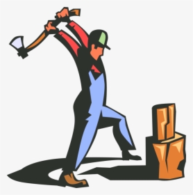 Vector Illustration Of Lumberjack With Axe Splitting - Man With Axe, HD Png Download, Free Download