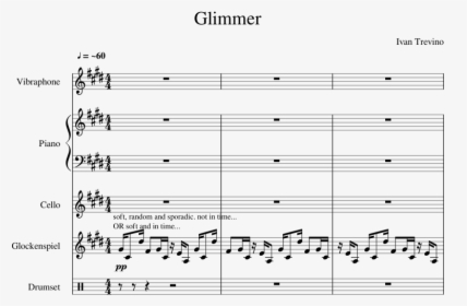 Glimmer Sheet Music For Piano, Percussion, Cello Download - Sheet Music, HD Png Download, Free Download
