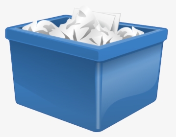 Blue Plastic Box Filled With Paper Vector Drawing - Recycling Box, HD Png Download, Free Download