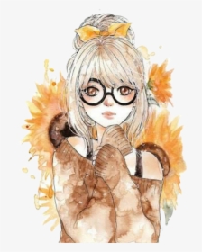 Sunflower Girl Tumblr Drawing , Png Download - Girl With Sunflower, Transparent Png, Free Download