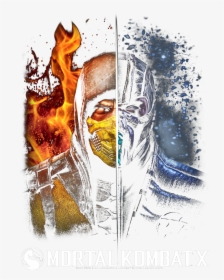 Mortal Kombat Fire And Ice Men"s V Neck T Shirt , Png - Illustration, Transparent Png, Free Download
