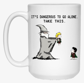 Hobbit It’s Dangerous To Go Alone Take This Mugs - Gandalf Sam Frodo Cartoon Meme, HD Png Download, Free Download