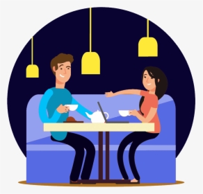 Coffee Shop Couple Illustration , Png Download - Couple In Coffee Shop Vector, Transparent Png, Free Download