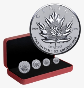 2017 Canada 150th Anniversary Fractional Maple Leaf - Canadian Maple Leaf Silver Coins Set, HD Png Download, Free Download