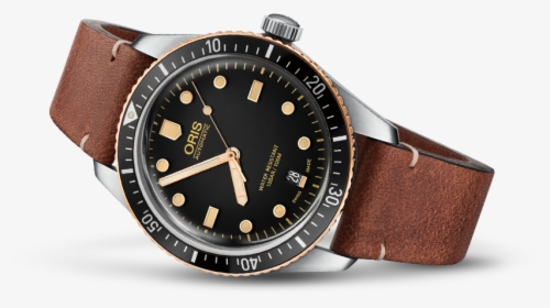 Oris Divers Sixty-five Bronze Bezel/leather, HD Png Download, Free Download