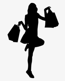 Girl With Shopping Bag Silhouette, HD Png Download, Free Download