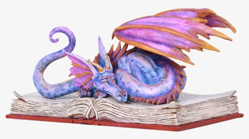 Book Wyrm Dragon Statue - Purple Dragon Reading A Book, HD Png Download, Free Download