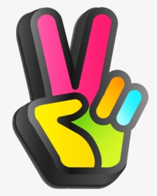 ⚫✌⚫ #peace #hand #3d #threedimensional #sunday #colorful #ftestickers - Simbolo De Amor Y Paz Con Los Dedos, HD Png Download, Free Download