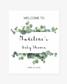 Eucalyptus Baby Shower Welcome Sign By Littlesizzle"  - Chic Eucalyptus Wedding Invitations, HD Png Download, Free Download